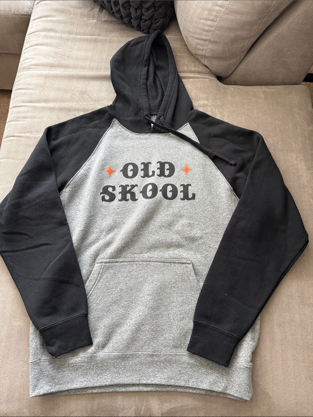 Old Skool Two-Tone Hooded Sweatshirt - Gray & Black - NEW!